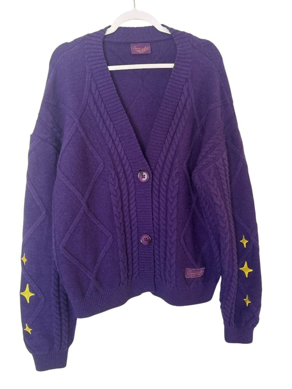 Speak Now Taylor's Version Yellow Stars Purple Knit Cardigan MD/LG